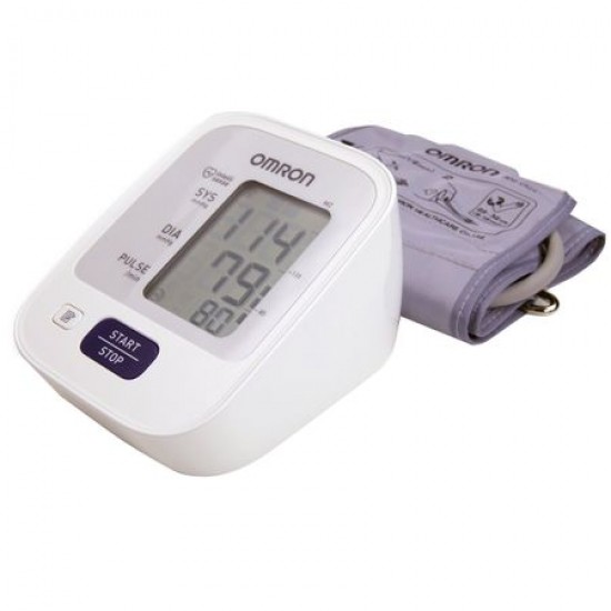 Tensiometru de brat complet automat Omron M2, Tehnologie Intellisense, Aparat validat clinic, Alb/Gri + Adaptor - Cardio - oferit de batoutlet.ro