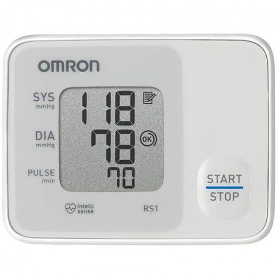Tensiometru de incheietura compact Omron RS1, complet automat cu tehnologie Intellisense , Alb - Cardio - oferit de batoutlet.ro