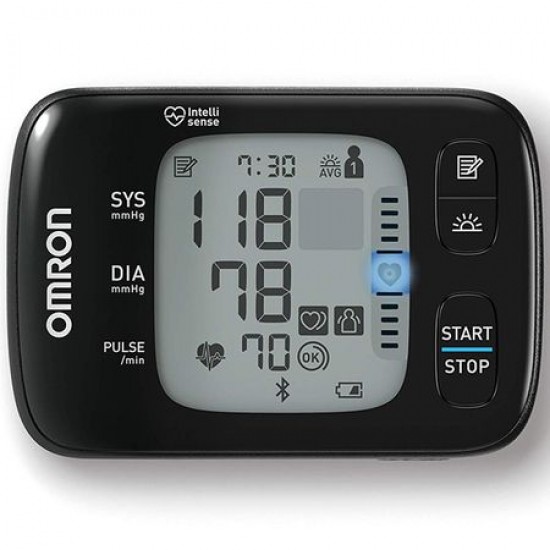 Tensiometru de incheietura Omron RS7, Bluetooth, 2 utilizatori, 100 de masuratori, Negru - Cardio - oferit de batoutlet.ro
